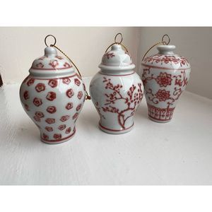 Christmas Mini Ginger Jar Ornaments set of 3 porcelain